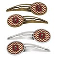 Carolines Treasures Letter Q Chevron Maroon and Gold Barrettes Hair Clips, Set of 4, 4PK CJ1061-QHCS4